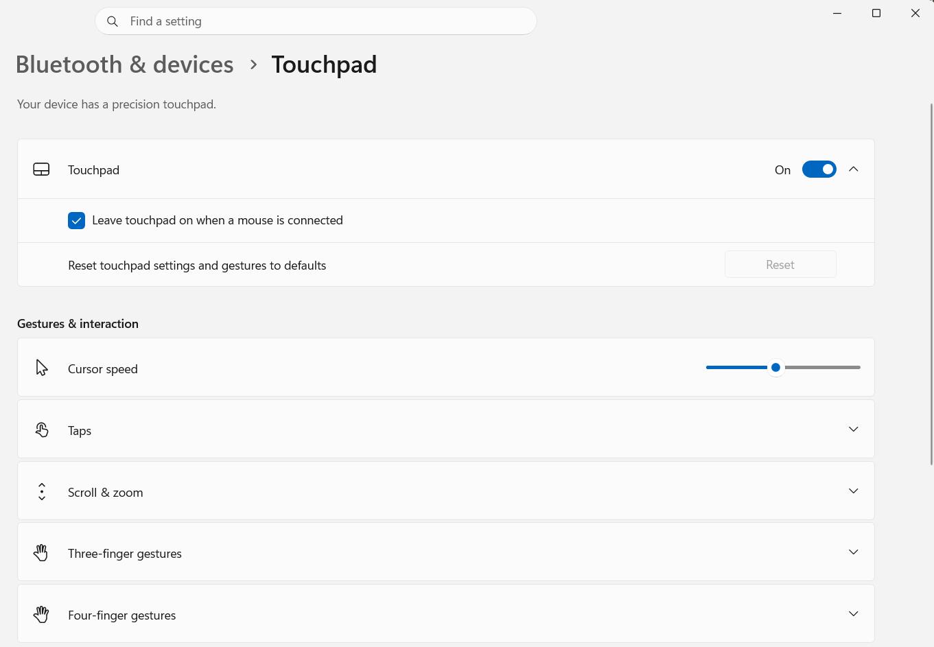 Windows 11 precision touchpad settings panel Windows 11 precision touchpad settings panel